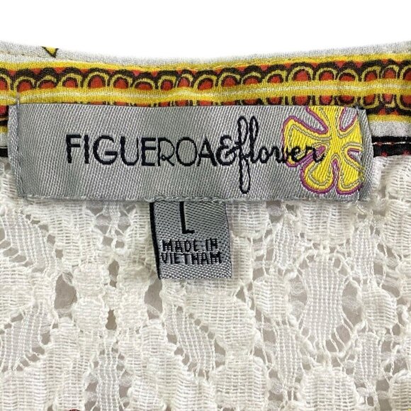 FIG & FLOWER Anthropologie Pullover V Neck Blouse Multicolor Orange L 81-14 - Picture 9 of 14